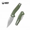 Couteau Kubey Hades Green Lame Wharncliffe Acier 14C28N, Manche G10 IKBS Button Lock Clip KUB394B - Livraison Gratuite