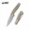 Couteau Kubey Hades Tan Lame Wharncliffe Acier 14C28N, Manche G10 IKBS Button Lock Clip KUB394C - Livraison Gratuite