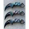 Lot de 3 Couteaux Karambit Elitedge A/O, Lame Acier Inox Manche Dragons EE10A52PE-EE10A52BL-EE10A52RD - Livraison Gratuite