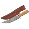 Couteau Bare Sycamore Hunter Lame Acier Damas 256 Couches Manche Bois Etui Cuir DM1346 - Livraison Gratuite