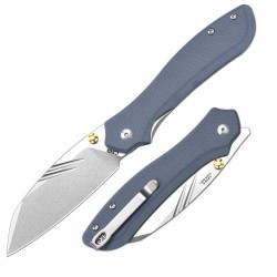 Couteau Pliant CJRB Fugly Gray Lame Acier AR-RPM9 Manche G10 Linerlock Clip IKBS J1957BGY - Livraison Gratuite