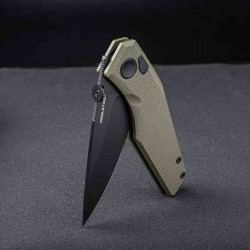 Couteau Real Steel Spectrum Green Lame Acier Nitro V Black Manche G10 IKBS Button Lock RS7142GB - Livraison Gratuite