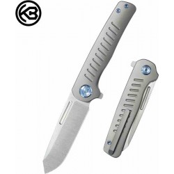 Couteau Kubey Steelhead Gray Lame Acier M390 Manche Titane Liner Lock IKBS Clip KUB315A - Livraison Gratuite