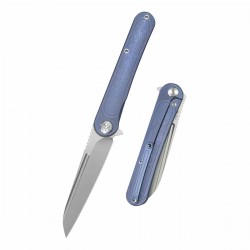 Couteau Kubey Dandy Blue Lame Sheepsfoot Acier S90V Manche Titane Frame Lock IKBS Clip KUB247K - Livraison Gratuite