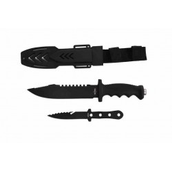 Lot de 3 Couteau S-TEC Tactical Set Lame 440 Manche Plastique + Couteau de Lancer Étui ABS STT221189BKPB - Livraison Gratuite