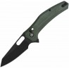 Couteau QSP Emu Glyde Lock Lame Wharncliffe Blk Acier 14C28N Manche Micarta Green IKBS QS164B2 - Livraison Gratuite