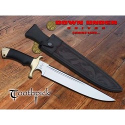 Couteau Poignard Down Under Knives Toothpick Acier 440C Manche Cuir Etui Cuir DUKTP - Livraison Gratuite