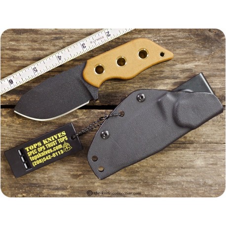 Couteau de Survie Tops Lil Roughneck Lame Acier 5160 Manche Micarta Etui Kydex Made In USA TPLRNK01 - Livraison Gratuite