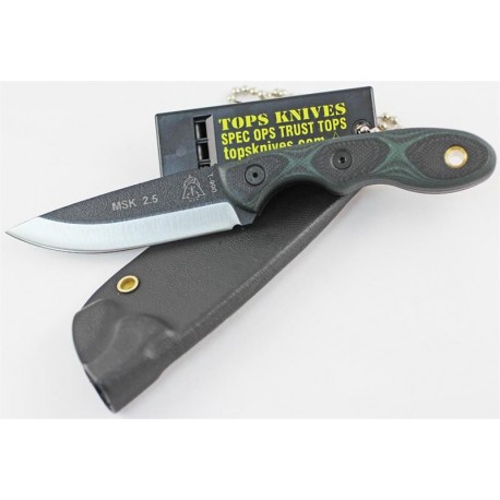 Couteau Tops Mini Scandi Knife Acier Carbon 1095 Manche Green/Black G-10 Tops Knives Made in USA TPMSKGB - Livraison Gratuite