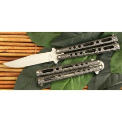 Couteau Papillon Balisong Butterfly Acier Carbone/Inox Manche Métal Made In USA BM005 - Livraison Gratuite