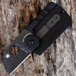 Couteau Spyderco Serge Panchenko Dogtag Black Lame Acier CPM S30V Manche Fibre Carbone SC188CFBBKP - Livraison Gratuite