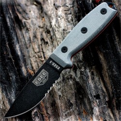 Couteau ESEE Model 3 Acier Carbone 1095 Combo Edge Made USA Etui + Molle + Clip ES3SBMB - Livraison Gratuite