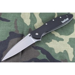 Couteau Kershaw Leek A/O Lame Acier 14C28N Stonewash Manche Aluminium 6061-T6 Made USA KS1660SWBLK - Livraison Gratuite